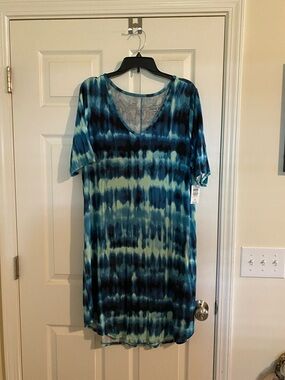 torrid Super Soft Knits blue/green tie dye Print Dress